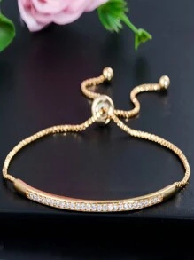 1 Piece Of Sterling Silver Fashionable And High-End Women's Accessories Micro-Set Diamond Single Row Curved Adjustable Bracelet Niche Light Luxury Design Bracelet - Diamond Drawstring Bracelet - View 5