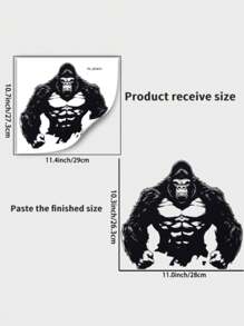1pc Gorilla Wall Decal, Headphones-Cow And Fox Head Pattern Stickers, Vinyl Stickers King Kong Movie Monster Beast Mode Gym Fitness Decoration Game Room Family Room Art Decoration Mural Removable Wall Sticker Gifts Birthday Graduation Room Decor Home Decor Wall Decor Bathroom Decor Bedroom Decor Room Decoration Stuff Living Room Decor House Decor Home Decor Living Room Wall Paper Personalised Stickers
