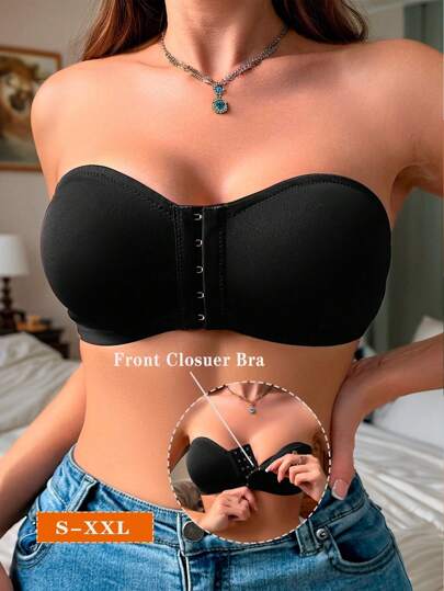 Sujetador sin aros de acero para mujer con hebilla frontal, ropa interior acolchada y cómoda tipo bustier