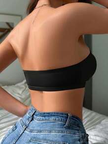 Front Clasp Strapless Women's Bra, Wireless, Soft & Comfortable Lingerie - Black - View 3