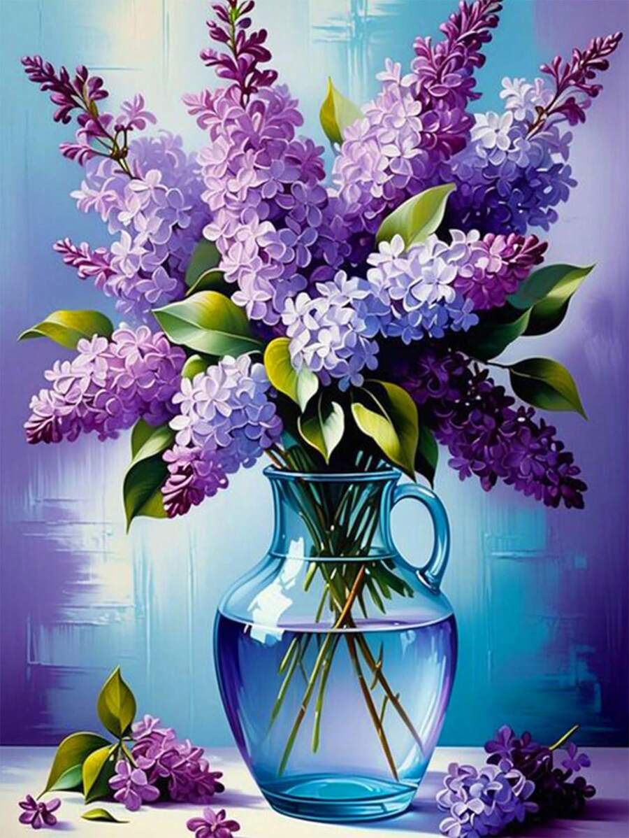 1pc DIY Diamond Painting Rhinestone Embroidery Vase Flower Home Decor, Full Drill, 11.8*15.7in