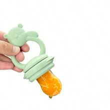1个婴儿熊牙胶，硅胶喂养用具套装，安抚奶嘴磨牙玩具，婴儿辅食喂食器，水果蔬菜磨牙棒 - 彩色 - 查看 6