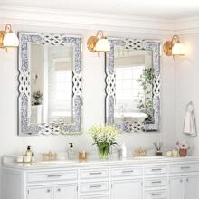 Sparkling Crystal Crush Diamond Accent Mirror For Wall Decorative Silver Mirrors - 90x60cm/ 35.4x23.6 inch - View 5