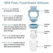 1个婴儿熊牙胶，硅胶喂养用具套装，安抚奶嘴磨牙玩具，婴儿辅食喂食器，水果蔬菜磨牙棒 - 彩色 - 查看 4