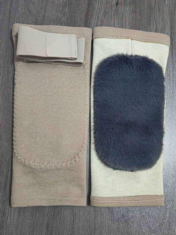 1 pièce Manchon de genou en polaire allemande épaissi avec liens, protège-rotule chaud pour hommes et femmes, automne/hiver - Multicolore - Voir 13
