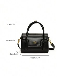 New High-Quality Simple Solid Color Maleta Handbag, Design Casual Crossbody Bag, Minimalist Solid Color Classic Dignified Shoulder Bag For Women, Office, Outing, Dating, Festival Gift - Black - View 3