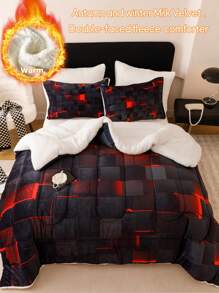 3PCS Winter Keep Warm Thickening Super Soft Velvet Type Sense Of Technology Lattice 220g Milk Velvet 180g Grams Of Lamb Wool Quilt Set (1 Quilt+2 Pillowcase Without Pillow Core), Bedroom Dormitory Quilting Soft And Breathable