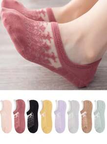 Calcetines tipo mocasín de mujer con encaje calado, calcetines invisibles finos y transpirables para el verano - Multicolor - Ver 1