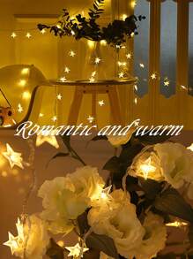 10/20/40/80LED 月亮和星星灯串，适用于新月派对，迷你月亮和星星仙女夜灯，1.5/3/6/10 米弯曲月亮灯串，由干电池供电（不包括）