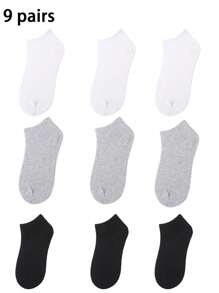 9/15 pares de calcetines de media caña para hombres, calcetines suaves y transpirables adecuados para uso diario para hombres y mujeres, calcetines de media caña unisex simples y cómodos