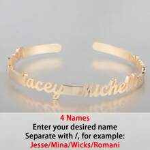 1PC A Variety Of Styles, Vintage Style 18K Gold Plated Stainless Steel Cufflink Bracelet With Personalized Name, No Mosaic, Simple Design, Everyday And Festive Wear, Ideal Christmas And Birthday Gifts For Family And Friends, The Best Gift For The Family, Perfect For All Occasions.