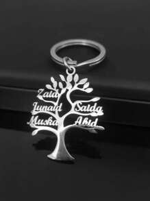 Personalized Genealogy Keychain - Custom Name Engraved On Stylish Stainless Steel Keyring,Christmas Gift Supplies