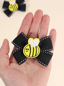 2pcs Black Hair Bows For Girls Adorable Honey Bee Bow Hair Clips Black Grosgrain Ribbon Bow Hairpins Embroidered Felt Bee Alligator Clips Ponytail Barrettes Kids Baby Hair Accessories