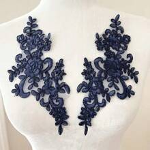 2PCS White Black Red Blue 3D Flower Fabric Appliques Embroidered Gown Collar Sew On Patches For Wedding Decoration Dress DIY Exquisite Wedding Headgear Lace Applique Lace Decorated Dress DIY Lace Accessories