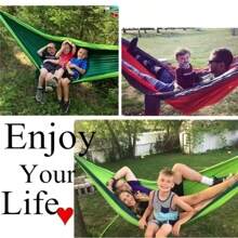Outdoor Single Person Camping Hammock With Nylon Color Matching Hammock High Strength Parachute Fabric Portable Hanging Bed