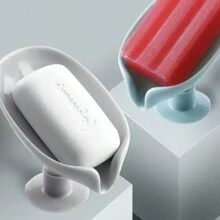 6 pezzi/4 pezzi/2 pezzi/1 pezzo Portasaponetta a forma di foglia con drenaggio, vassoio portasaponetta con ventosa per accessori da bagno, contenitore per sapone, organizzazione e arredo bagno (grigio, verde) Decorazione autunnale per la casa, Ritorno a scuola