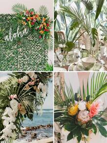 1/10/20/30pcs Artificial Plants, Artificial Green Leaves, Artificial Palm Leaves, Birthday Decorations, Centerpieces, Suitable For Palm Floral Arrangement, Hawaiian Party, Jungle Beach Theme Party, Anniversary Decor, Room Decor, Home Decor, Wall Decor, Bedroom Decor, Kitchen Decor, Gifts, Wedding Decor - Green - View 5