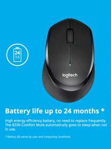 B330 Wireless Mouse Wireless Office Mute Mouse Right Hand Ergonomic Mouse M330 External Usb Wireless Mouse Battery Laptop Desktop - Black - View 3