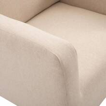 HOMCOM Accent Lounge Rocking Chair With Solid Curved Wood Base And Linen Padded Seat, Cream White - 奶油白 - 查看 9