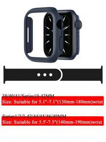 Set de 2 cajas amortiguadoras de PC resistente (sin protector de pantalla) con marco protector resistente a arañazos y bandas deportivas de silicona, compatible con correas para Apple Watch de 40 mm, 38 mm, 41 mm, 42 mm, 44 mm, 45 mm, 46 mm, 49 mm para hombres y mujeres, correa de muñeca suave resistente al agua compatible con Apple Watch Series Ultra 10 9 8 7 6 5 4 3 2 1 SE