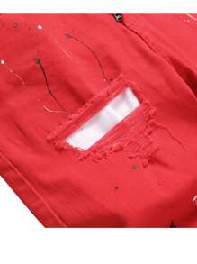 Men's Slim-Fit Jeans Red Ripped