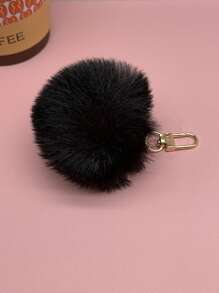 TTOBS 1pc Elegant Braided Leather Keychain With Fluffy Pompom Charm - Durable, Stylish & Versatile Women Key Holder - Multiple Colors, Perfect Car Owner Accessory, Fashionable Gift Idea