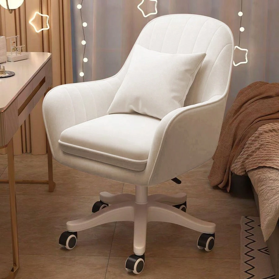 Cute Office Chair Home Computer Chairs Adjustable Task Chairs Modern Office Chair Makeup Chair 360° Swivel Computer Chair Mid Back Chair Living Room Chairs - White - View 1