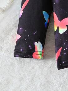 Bộ đồ ngủ 2 món gồm áo dài tay họa tiết bướm phát sáng trong bóng tối và quần dài cho bé gái (Phát sáng dưới đèn UV), mùa xuân/thu - trái cam - Xem 7