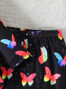 Bộ đồ ngủ 2 món gồm áo dài tay họa tiết bướm phát sáng trong bóng tối và quần dài cho bé gái (Phát sáng dưới đèn UV), mùa xuân/thu - trái cam - Xem 9