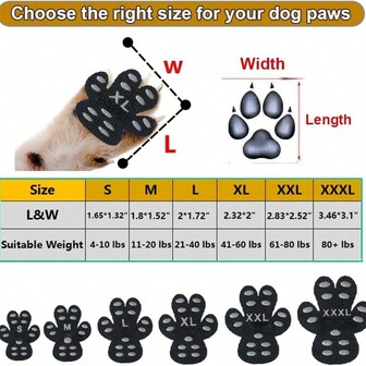1套防水狗狗爪子保护贴，防滑垫贴纸，黑色、粉色、蓝色可选，宠物脚部贴片，耐用