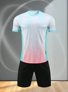 Tween Boy Children's Customized Soccer Training Running Suit, Soccer/American Soccer/Basketball, Customizable Logo, Numerical And Textual Content - White - View 2