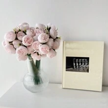 Set de 9 piezas de ramos de peonía artificial, ramo de 27 cabezas de flores artificiales, adecuado para bodas, fiestas, decoración del hogar, fiestas de vacaciones, ramo de rosas artificiales para el Día de los Enamorados - Flores de peonía y camelia artificiales de plástico para decoración del hogar, sala de estar, boda, fiesta, Día del Padre, Día de la Madre, graduación, centros de mesa, accesorios de fotografía y arreglos florales de novia para bodas