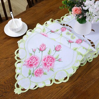 1PC, bordslöpare i broderad polyester, handhålad design, lämplig för vardagsrum, kök, fester, mycket lämplig för inredning av fritidshus och catering.