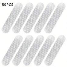 50pcs/100pcs Reflective Sticker, Self-Adhesive Reflective Strip, High Visibility At Night, Warning Sticker High Visibility Reflective Safety Stickers, Waterproof PVC, Suitable For Cars And Motorcycles, PET Material, Sports And Outdoor Equipment, Riding Accessories, No Need For Power Supply