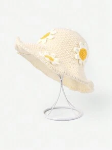 1pc Hand-Crocheted Women Sunflower Patchwork Colorful Bucket Hat, Cute & Sweet Style For Outdoor, Travel, Shopping, Party Wear - A - View 4