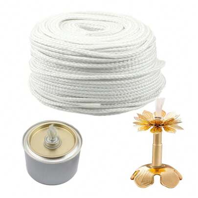 Giá đỡ bấc nến bằng sợi thủy tinh màu trắng thay thế, bấc nến dầu, rộng 1mm-6mm, dài 3m