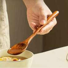 1/2pcs Wooden Spoon And Fork Set, Utensils For Food, Dessert, Soup, Salad, Fruit, Travel Cutlery, Pasta Fork, Mixing Utensils, Kitchen Gadgets, Mother's Day Gift, Suitable For Family Gatherings,School Supplies