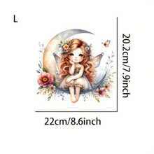1/2/3pcs Moon Fairy Pressed Cloth Embroidered Piece, Plastic Material, Casual Style Suitable For DIY T-Shirts, Hoodies, Jeans, Backpacks And Cushions Decoration, Washable And Easy To Attach
