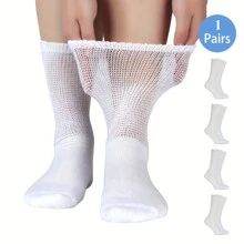 1 y 5 pares de calcetines diabéticos neutros de alta elasticidad para hombres y mujeres, calcetines deportivos de algodón transpirables para diabetes con parte superior no constrictiva, puño ancho y dedos sin costuras para una mejor circulación, neuropatía, edema, hinchazón de los pies, calcetines tipo tripulación que absorben la humedad para comodidad diaria, de grado médico