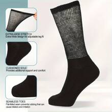 1 y 5 pares de calcetines diabéticos neutros de alta elasticidad para hombres y mujeres, calcetines deportivos de algodón transpirables para diabetes con parte superior no constrictiva, puño ancho y dedos sin costuras para una mejor circulación, neuropatía, edema, hinchazón de los pies, calcetines tipo tripulación que absorben la humedad para comodidad diaria, de grado médico