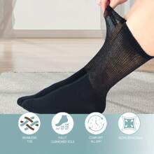 1 y 5 pares de calcetines diabéticos neutros de alta elasticidad para hombres y mujeres, calcetines deportivos de algodón transpirables para diabetes con parte superior no constrictiva, puño ancho y dedos sin costuras para una mejor circulación, neuropatía, edema, hinchazón de los pies, calcetines tipo tripulación que absorben la humedad para comodidad diaria, de grado médico