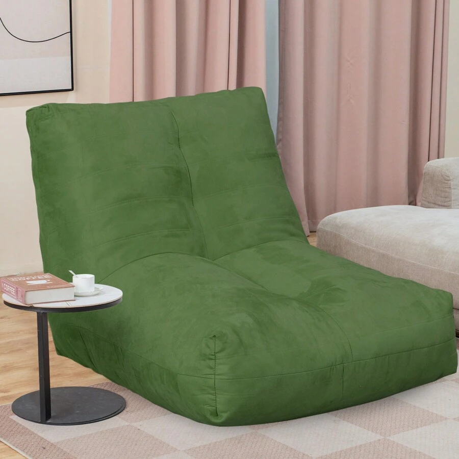 Sofá tipo puf - Sillón tipo puf Lazy Floor con relleno alto, espuma viscoelástica - Espuma de alta densidad para sala de estar, dormitorio y oficina - Verde - Ver 1