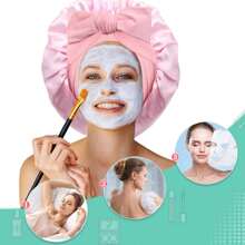 Juego de 4 piezas para el cuidado del cabello rizado: 1 gorro de satén ajustable con cordón - apto para mujeres y hombres, protege el cabello contra el encrespamiento y la rotura; 3 rizadores de cabello sin calor, palitos de peinado DIY aptos para todo tipo de cabello