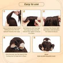Juego de 4 piezas para el cuidado del cabello rizado: 1 gorro de satén ajustable con cordón - apto para mujeres y hombres, protege el cabello contra el encrespamiento y la rotura; 3 rizadores de cabello sin calor, palitos de peinado DIY aptos para todo tipo de cabello