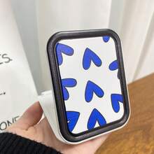 多彩爱心小镜子化妆镜便携折叠化妆镜梳子一体式套装袖珍镜带梳子-可爱节日礼物 - 藍色 - 查看 7