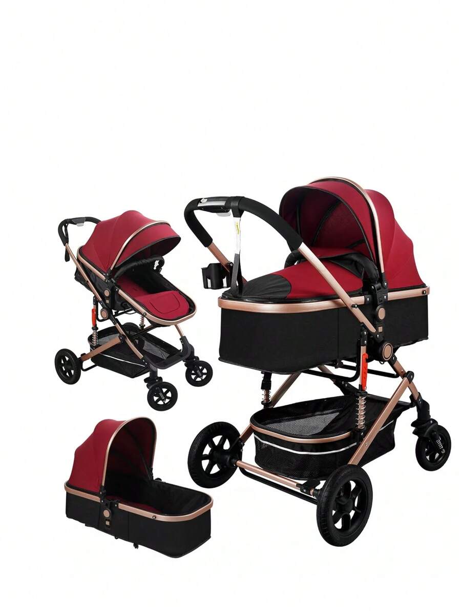 Carreola Para Bebés Con Portabebe, Carriola Para Bebé Bastón - Rojo - Ver 1