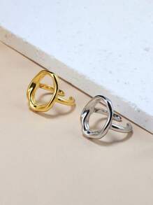 1pc Fashionable Simple Hollow Circle Stainless Steel Open Ring Suitable For Women, Beach Wear - Hollow Circle Ring - View 1
