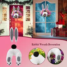 Easter Bunny Butt Wreath Attachment Kit Plush Thief Bunny Butt With Ears Ornament DIY Wreath Craft Kit Funny Potted Plants Accessories For Spring Holiday Decoration - 黑色 - 查看 4