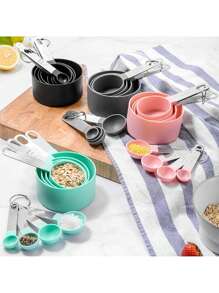 4/8pcs/Set Stainless Steel Handled Multi-Functional Plastic Measuring Spoons, Measuring Cups, Scaled Measuring Spoons Set, Cooking And Baking Tool, Essential Kitchen Gadgets For Home And School
