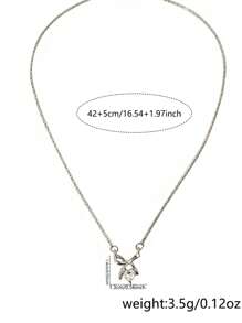 Nooxian Cubic Zirconia Bow Charm Necklace Valentines,Mom,Mother,Mother's Day,Gift - Silver - View 5